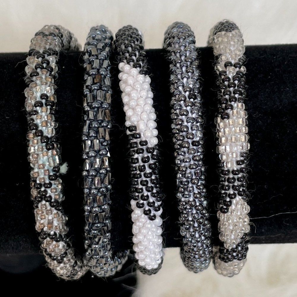 HAND CRAFTED in Nepal Beaded Bracelets (set of 5) #103